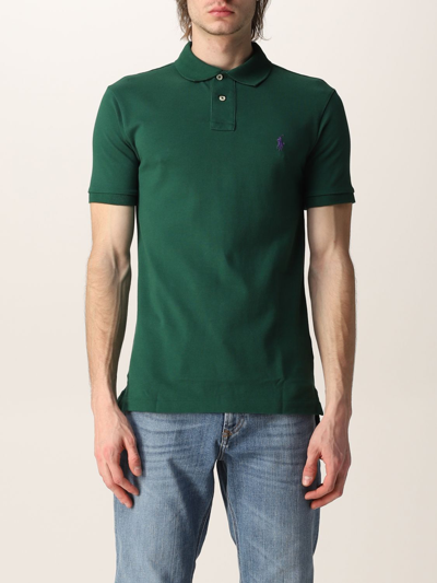 Shop Polo Ralph Lauren Cotton Polo Shirt With Logo In Green