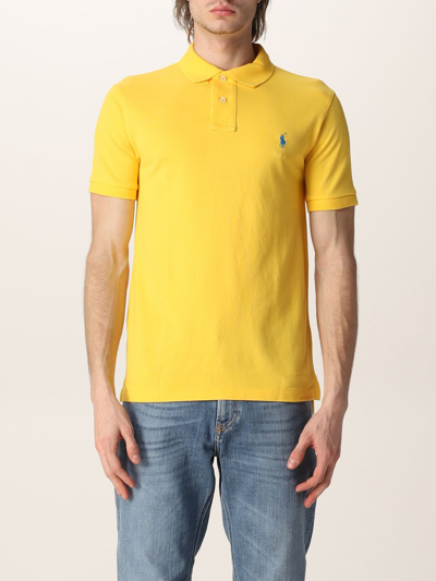 Shop Polo Ralph Lauren Cotton Polo Shirt With Logo In Yellow