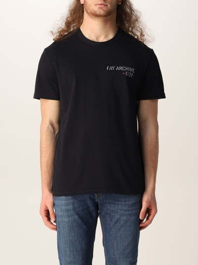 Shop Fay Jersey T-shirt In Navy