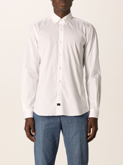 Shop Fay Stretch Cotton Shirt In Weiss
