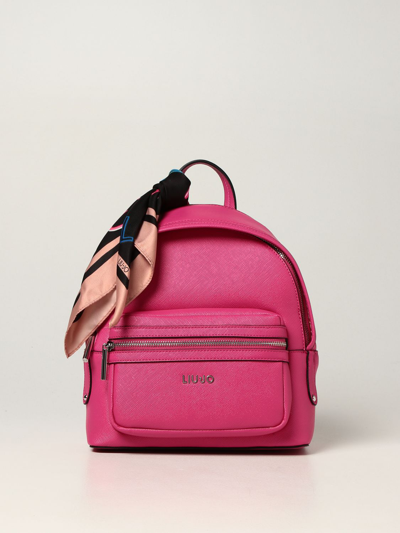 Shop Liu •jo Backpack In Saffiano Synthetic Leather In Fuchsia