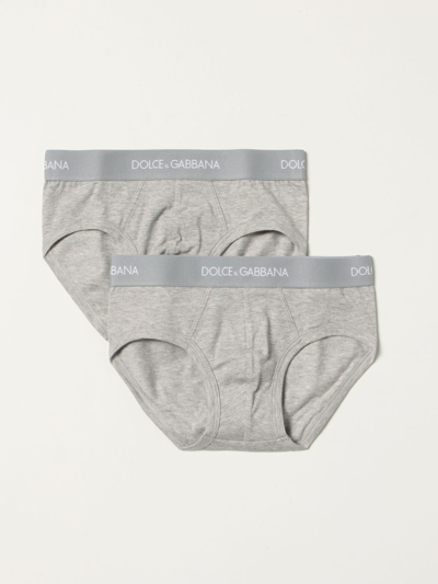 Shop Dolce & Gabbana Set Of 2  Briefs With Logo In Grey