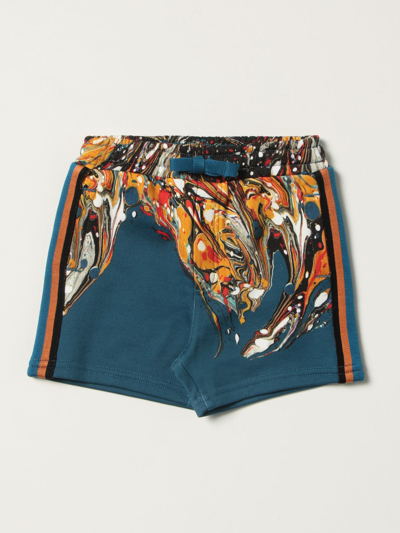 Shop Dolce & Gabbana Shorts With Marbled Print In Orange