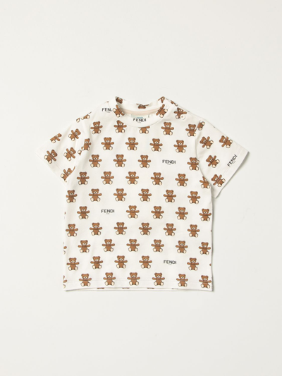 Shop Fendi T-shirt With All-over Teddy Print In Multicolor