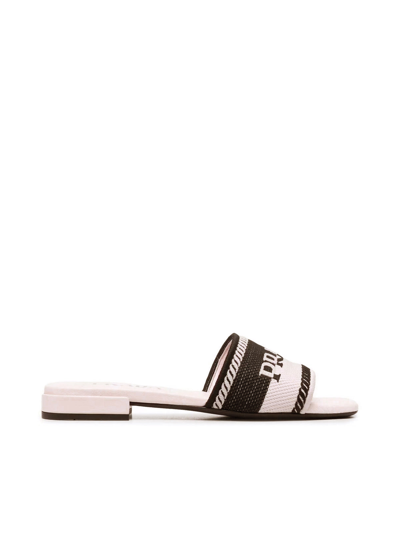 Shop Prada Logo Jacquard-knit Open-toe Sandals In Black