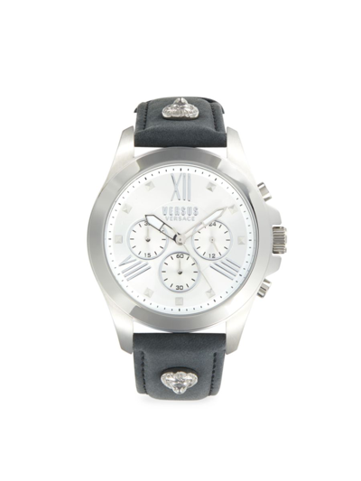 Shop Versus Men's 44mm Stainless Steel & Leather Strap Chronograph Watch In Neutral