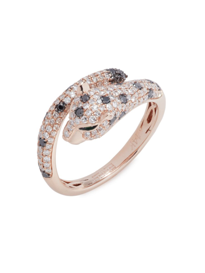 Shop Effy Women's 14k Rose Gold, Emerald & Diamond Panther Ring