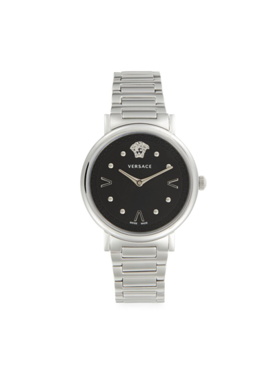 Shop Versace Women's 36mm Stainless Steel Bracelet Watch In Black