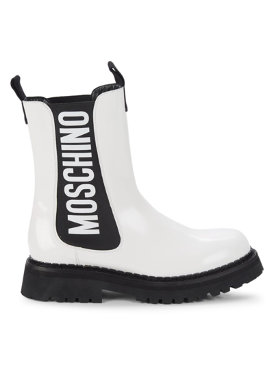 Shop Moschino Couture ! Women's Leather Chelsea Boots In White