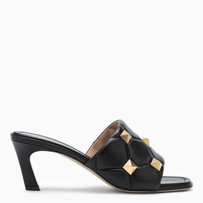 Shop Valentino Black Roman Stud Medium Sandals