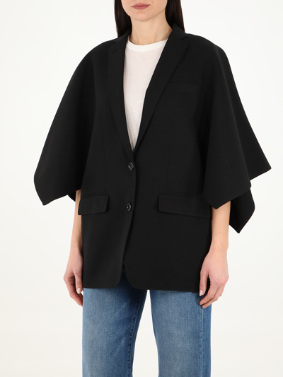 Shop Burberry Black Wool Cape