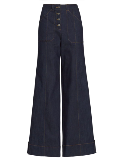 Shop Cinq À Sept Women's Benji Mid-rise Wide-leg Jeans In Indigo