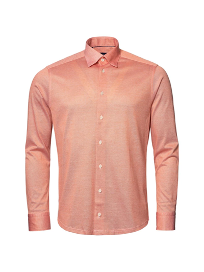 Shop Eton Men's Contemporary-fit Oxford Piqué Shirt In Orange