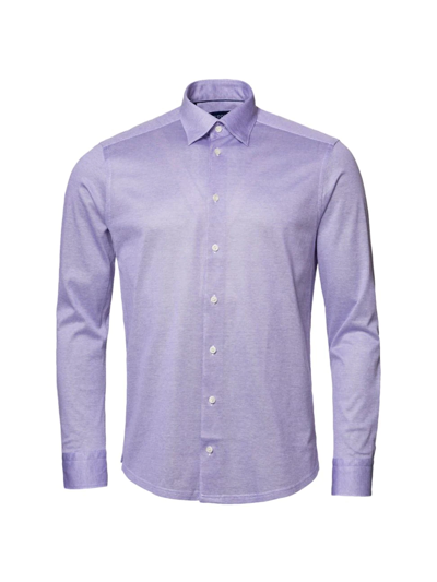 Shop Eton Men's Contemporary-fit Oxford Piqué Shirt In Purple