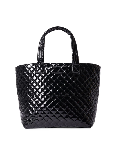 Shop Mz Wallace Women's Large Metro Deluxe Quilted Tote In Black Lacquer