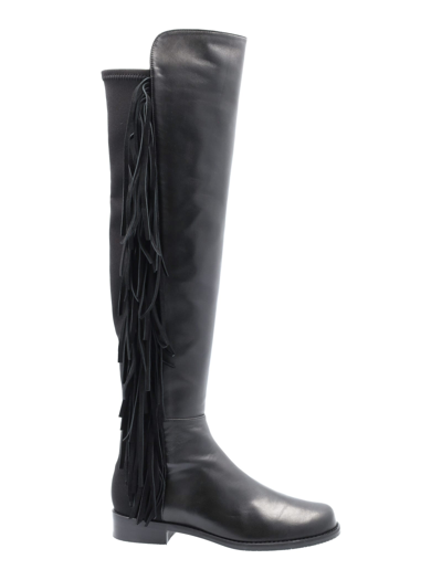 Shop Stuart Weitzman 5050 Fringe Boots In Black