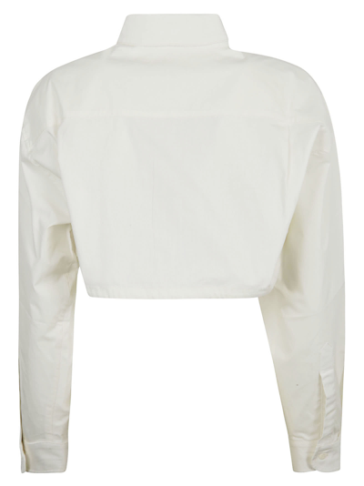 Shop Andrea Adamo Cotton Crop Shirt In Ivory