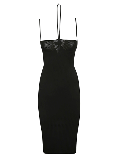Shop Andrea Adamo Ribbed Knit Midi Dress In Black