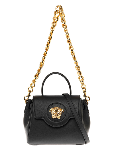 Shop Versace La Medusa Black Leather Handbag