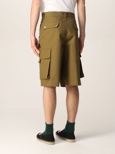 Shop Kenzo Cotton Cargo Bermuda Shorts In Olive