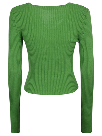 Shop Giuseppe Di Morabito Ribbed Knit V-neck Jumper In Shocking Green