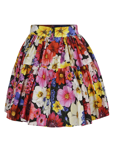 Shop Dolce & Gabbana Floral Print Skirt In Giardino Fdo Nero