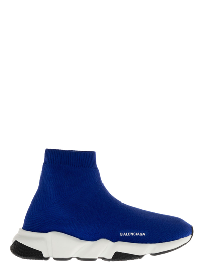 Shop Balenciaga Speed Blue Sneakers With Logo