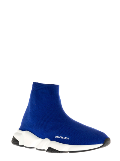 Shop Balenciaga Speed Blue Sneakers With Logo