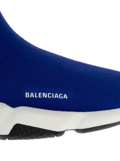 Shop Balenciaga Speed Blue Sneakers With Logo