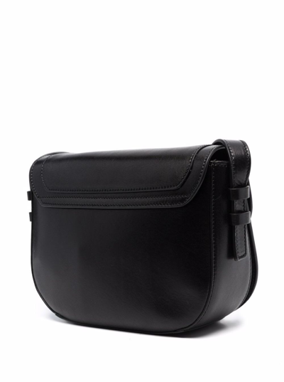 Shop The Bridge Laviniablack Leather Crossbody Bag With Logo In Black