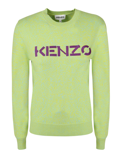 Shop Kenzo Logo-print Cotton Jumper In Green