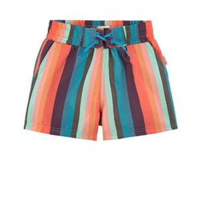 Shop Paul Smith Junior Orange Striped Swim Shorts
