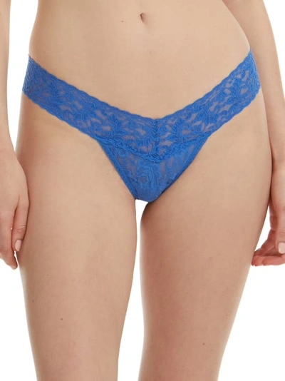Shop Hanky Panky Signature Lace Low Rise Thong In Sea Blue