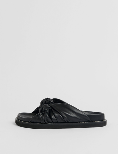 Shop Joseph Leather Big Knot Sandals In Black
