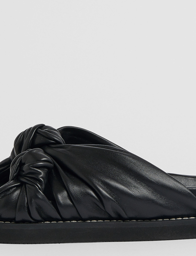 Shop Joseph Leather Big Knot Sandals In Black