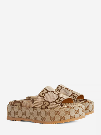 Shop Gucci Gg Slider Sandals In Beige