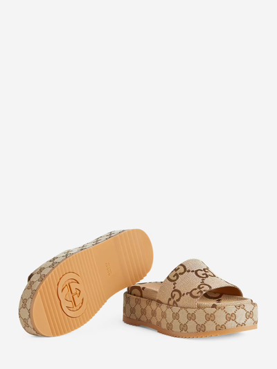 Shop Gucci Gg Slider Sandals In Beige
