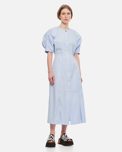 Shop Colville Nexus Cotton Midi Shirt Dress In Azure