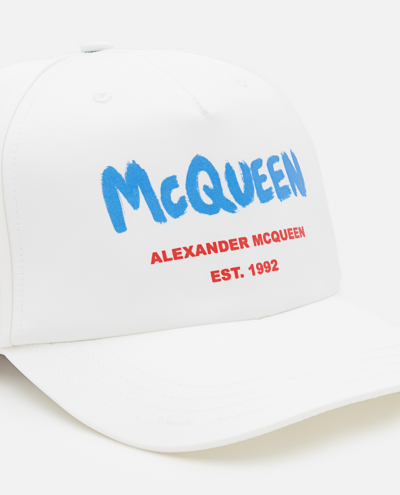 Shop Alexander Mcqueen Tonal Graffiti Baseball Hat In White