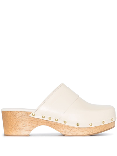 Shop Aeyde Bibi 55mm Leather Clogs In Weiss