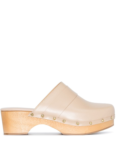 Shop Aeyde Bibi 55mm Leather Clogs In Nude