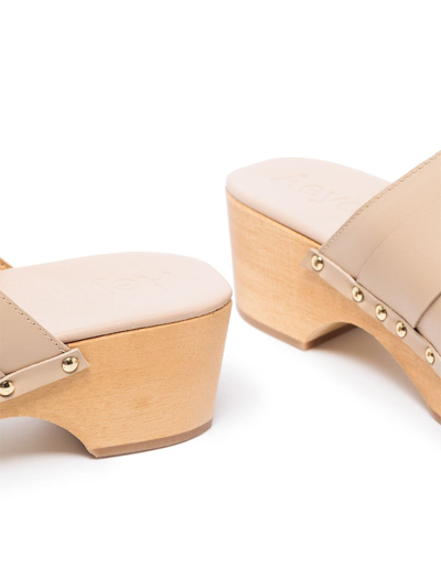 Shop Aeyde Bibi 55mm Leather Clogs In Nude