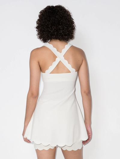 Shop Marysia Serena Scalloped Edge Mini Dress In Weiss