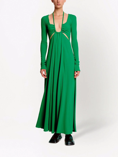 Shop Proenza Schouler Jersey Long-sleeve Midi Dress In Green