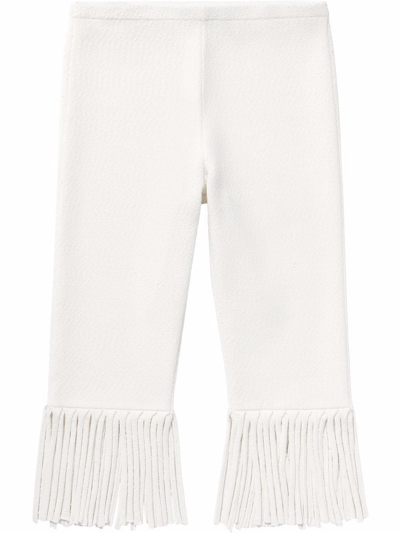 Shop Proenza Schouler Textured Fringed Biker Shorts In Ivory