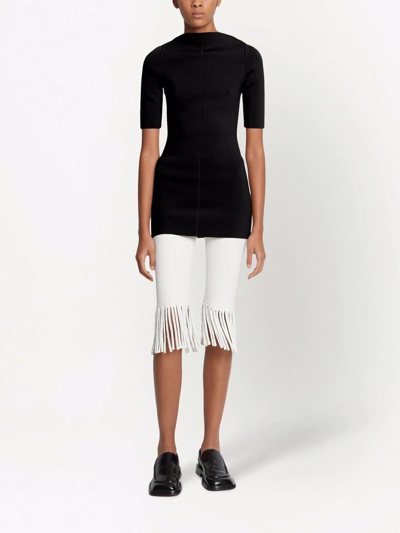 Shop Proenza Schouler Textured Fringed Biker Shorts In Ivory