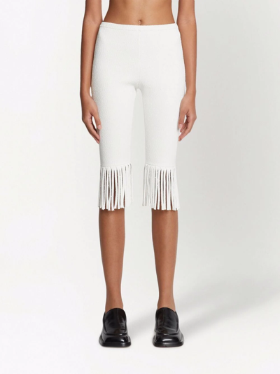 Shop Proenza Schouler Textured Fringed Biker Shorts In Ivory