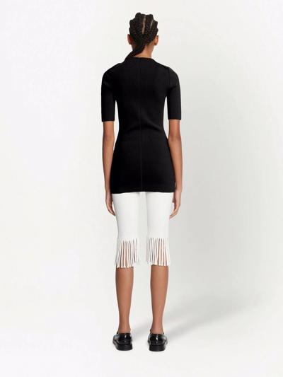 Shop Proenza Schouler Textured Fringed Biker Shorts In Ivory