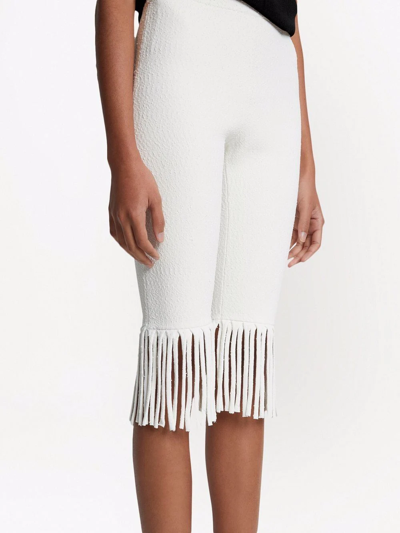 Shop Proenza Schouler Textured Fringed Biker Shorts In Ivory