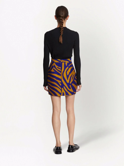 Shop Proenza Schouler Striped Jacquard Miniskirt In Cobalt/bronze